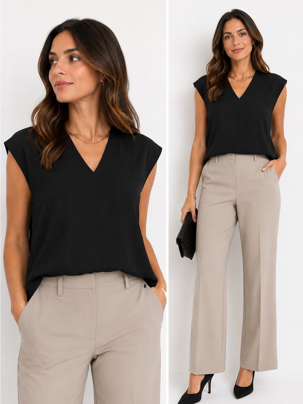 Vince Black V-Neck Blouse
